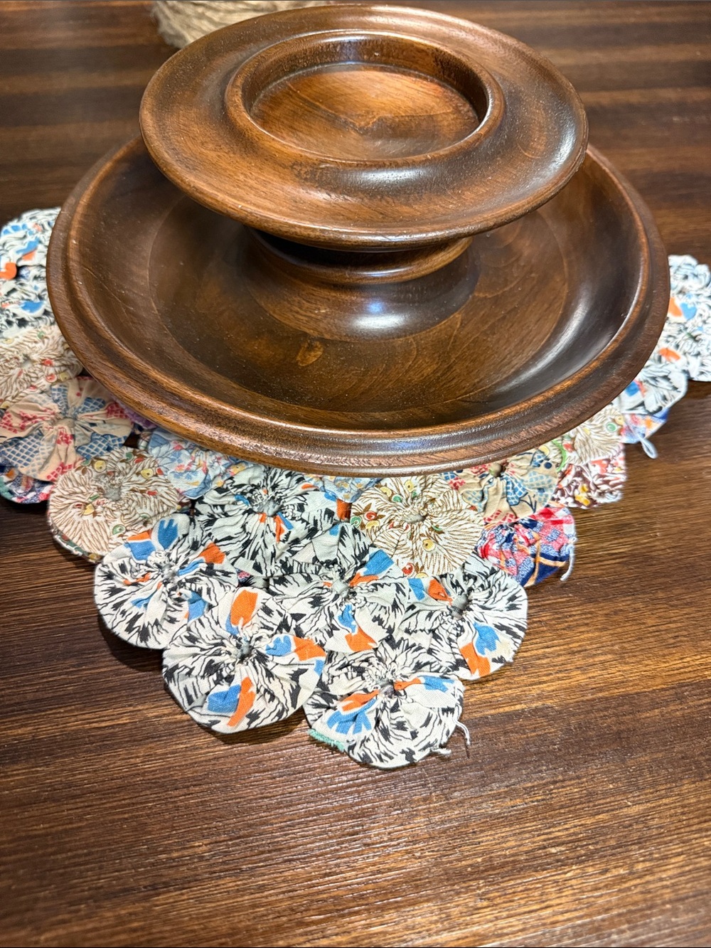 Wooden Two-Tier Serving Stand - Brown or jewelry holder.